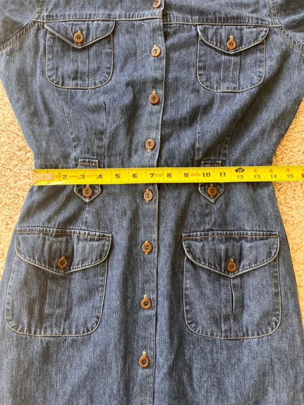 VTG St Johns Bay Denim Dress 10 Midi Button Up Modest‎ Coastal Western 90s Y2K